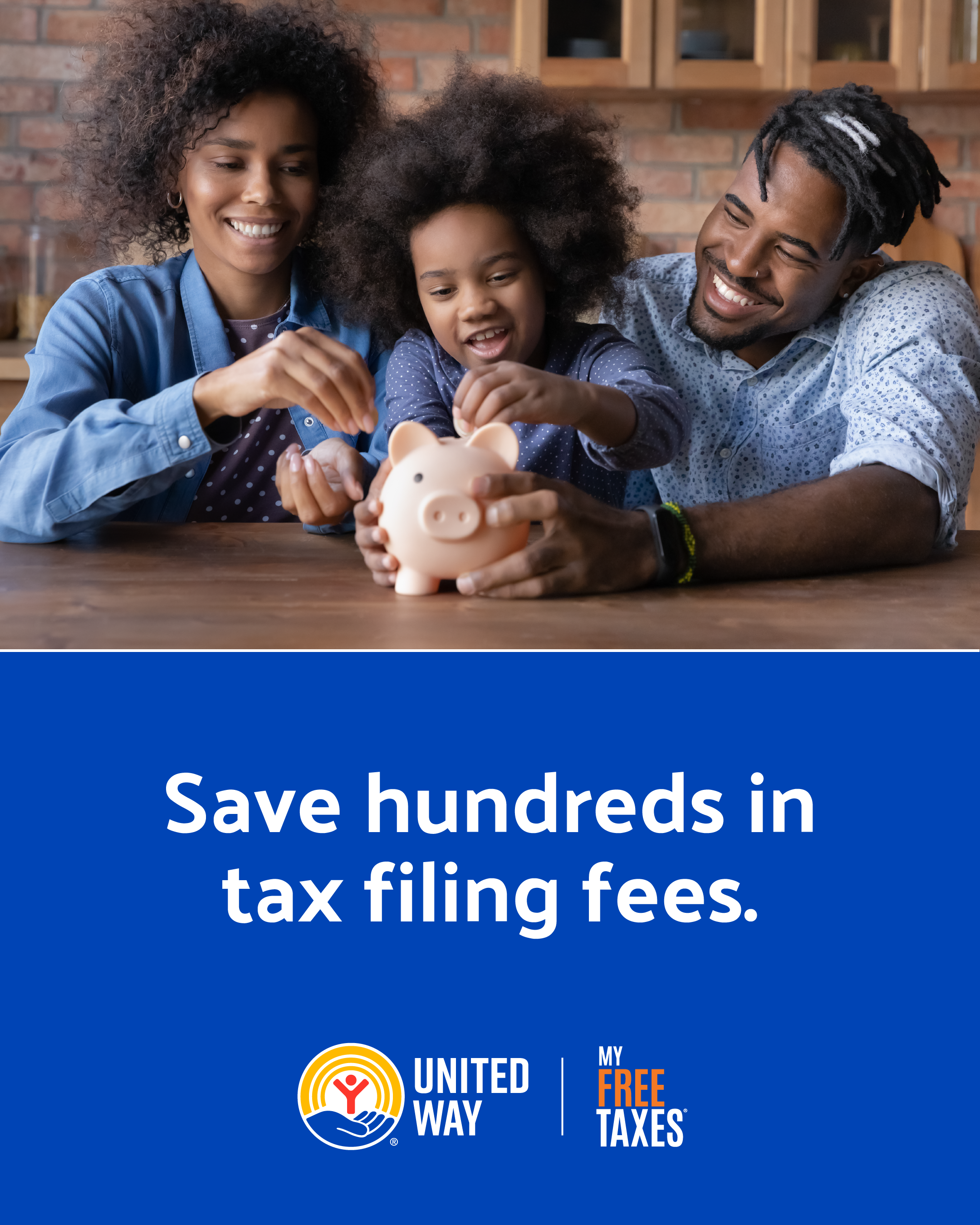 my free taxes graphic, family saves hundreds in tax filing fees