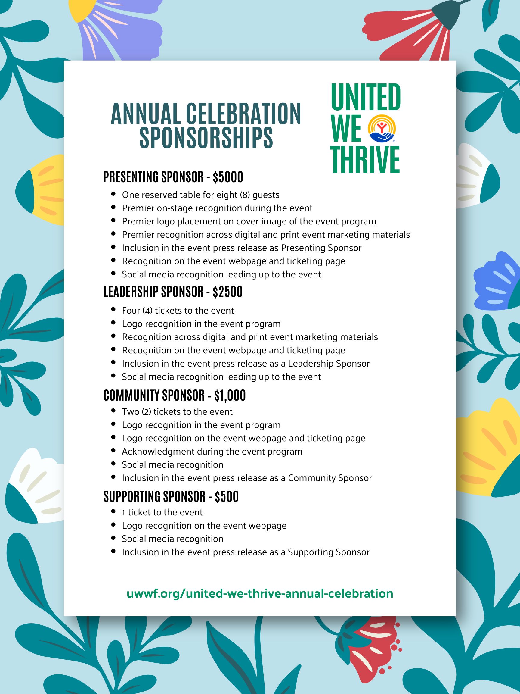 Annual Celebration Sponsorship Form