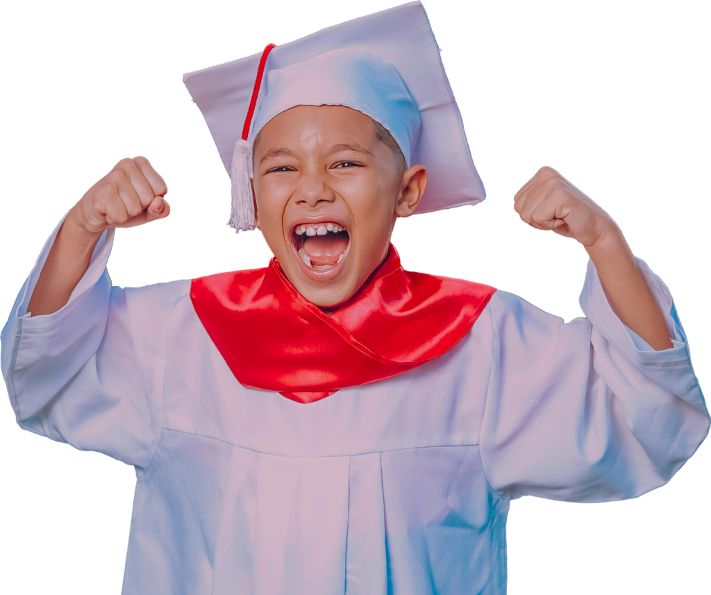 child in cap and gown