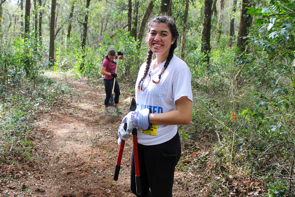 Volunteer smiles