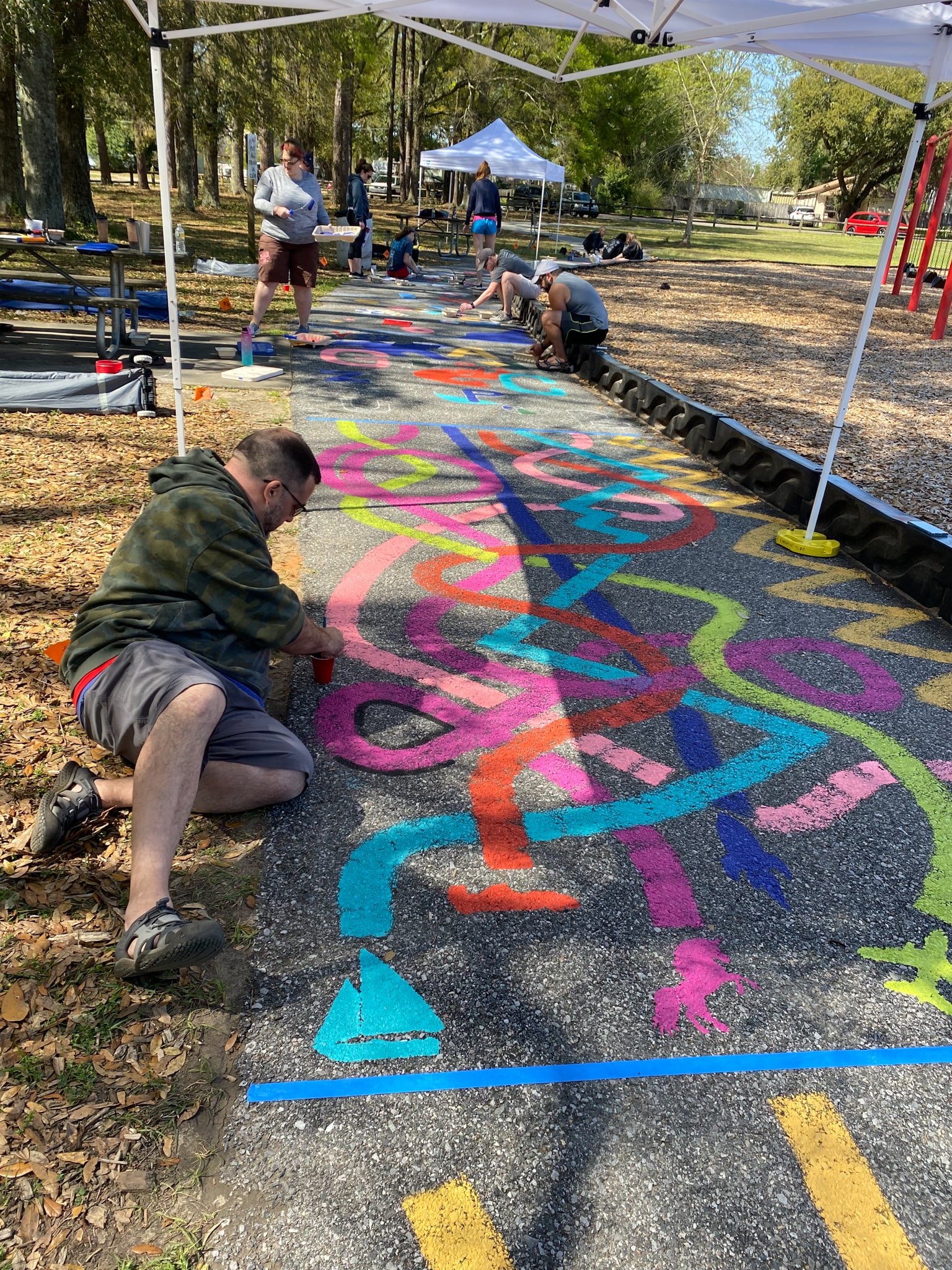 volunteers painting