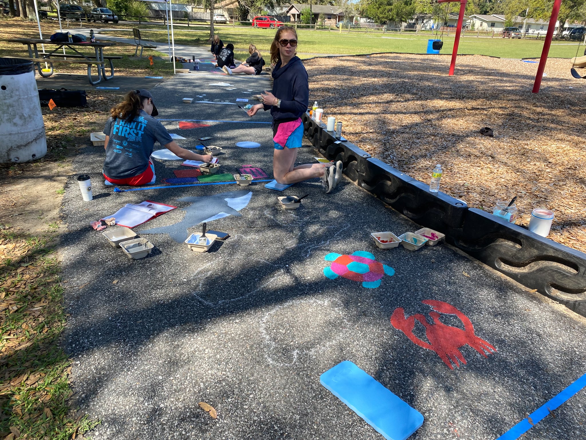 volunteers painting