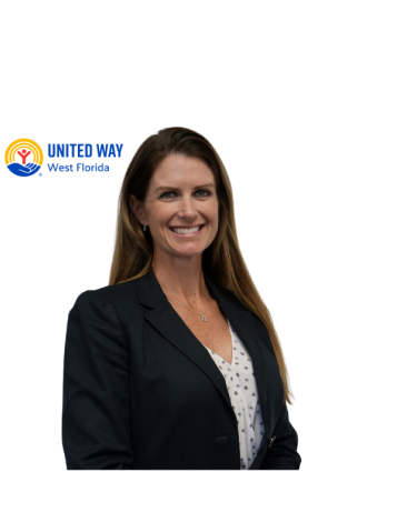 Woman in a black blazer with a white background.